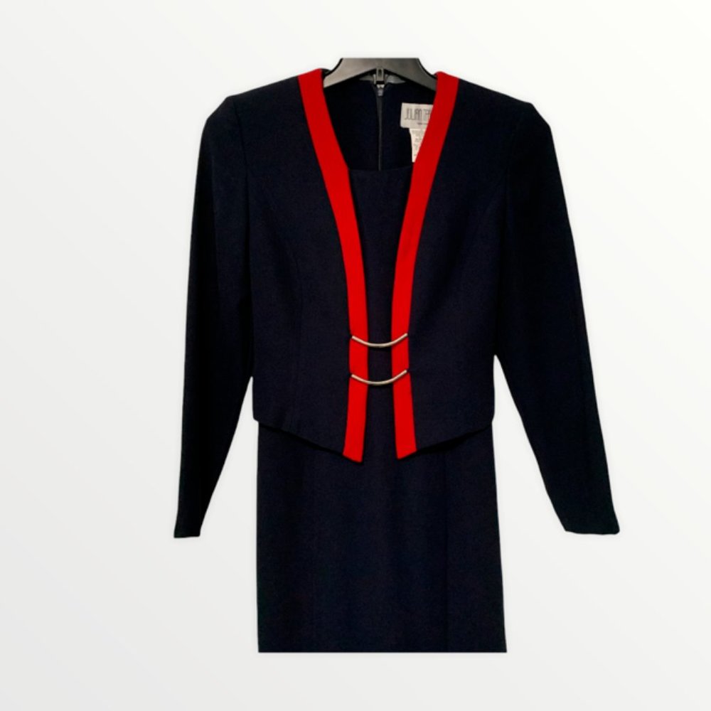 Julian Taylor Vintage Navy Dress sz 6 - Picture 2 of 6